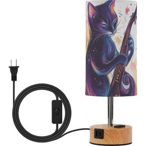 Lampe de table à LED colorée avec abat-jour en tissu, chevet (1/5)