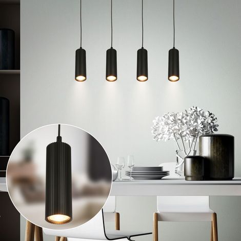 Briloner LED Pendelleuchte Höhenverstellbar 76x120 cm GU10 Fassung max. 9W 4-flammig Schwarz - Hängelampe Esszimmer Esstisch Wohnzimmer (1/5)