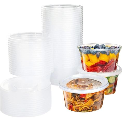 Aufbewahrungsdosen Deckel 450ML Auslaufsicher 50 Stück 16oz-450ml (1/5)