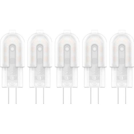 5X G4 Ampoule Lampe LED 2W Lampe Bulb 12 SMD 2835LEDs Blanc Chaud 3000K Spotlight Haute Luminosité 200LM Plastique Laiteux Ampoule LED AC/DC12V [Classe énergétique A+] (1/5)
