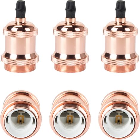 Douille de Lampe E27 Vintage Edison Rétro Lampe Base Chambre Salon pour Lustre Suspension Plafonnier DIY Rose - 6Pcs (1/5)