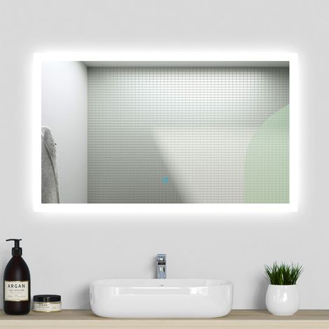 LED Bathroom Mirror with LED Lights , Demister Touch Sensor Wall Mounted - 1000x600mm Dimmable 3 Light Colour
