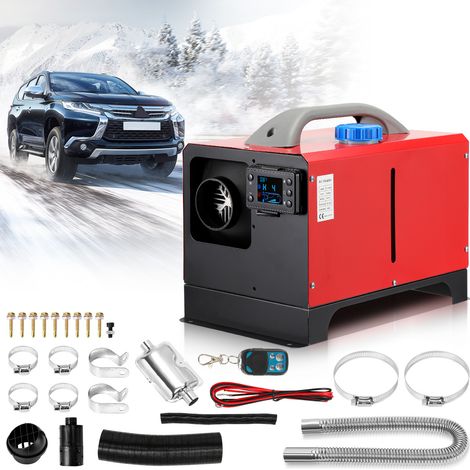 TolleTour Riscaldatore diesel ad aria – 8 kW – 12 V – LCD e telecomando – orizzontale – serbatoio 5 L – tutto in uno – rosso – compatto e portatile (1/5)