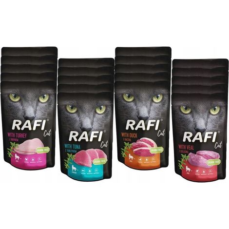 Cibo umido per gatti RAFI, mix di 3 gusti, 40 x 100 g