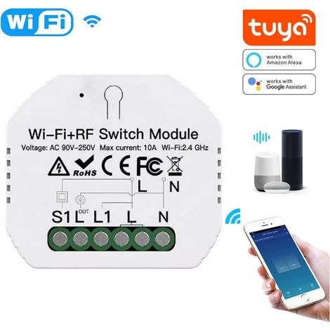 Tuya Mini Interruttore 1 Canale Smart WiFi ed RF433 con Telecomando (1/5)