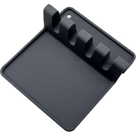 Bardusch-Repose-ustensiles de cuisine en silicone pour louche, spatule, pince, fourchette – Résistant à la chaleur, sans BPA, noir, 1 pièce (1/5)