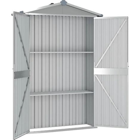 Abri de jardin, acier galvanisé, étanche, GRIS (1/2)