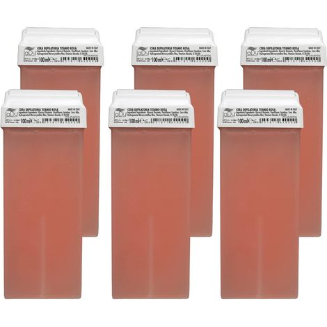 Roll On Cire Épilation Professionnelle - Peaux Sensibles - Formule Titane Rose - Élimination Douce et Efficace - 6 Pièces de 100 ml, Titane Rose, 600 g (Lot de 1) (1/5)