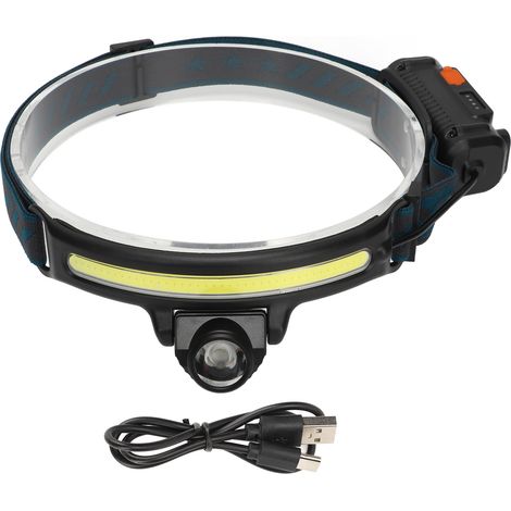 Lampe frontale LED rechargeable Type C pour pêche, cyclisme et course - Projecteur COB extérieur à focus fixe W678 (1/5)