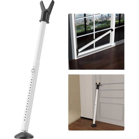 Barre de sécurité pour porte, butée de porte robuste et réglable, adaptée aux portes coulissantes, balcons et fenêtres. (1/5)