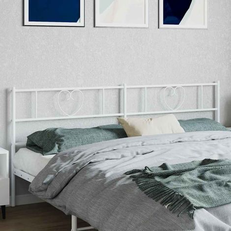 Tête de lit de remplacement en métal blanc pour lit 200 cm, 206 x 3 x 90 cm - PANGIVO (1/5)