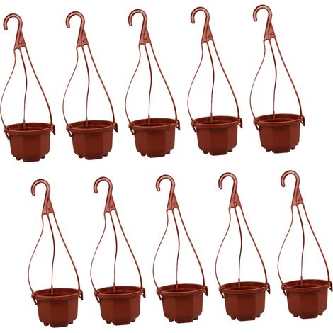 VICASKY Pots de fleurs suspendus octogonaux, décoratifs en plastique, lot 10 avec crochet court (1/5)