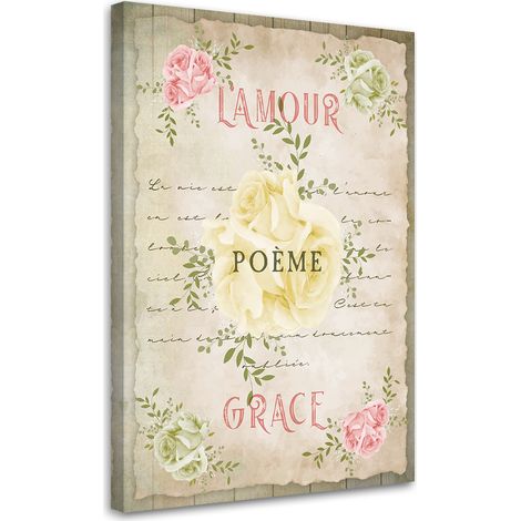 Tableau sur toile Amour Fleurs Vintage 70x100 (1/5)