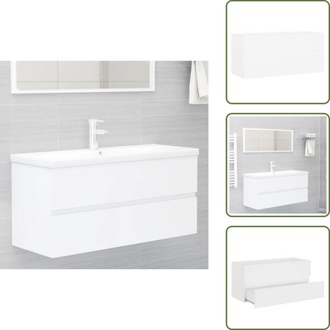 Armoire d'évier Blanc 100x38,5x45 cm Bois d'ingénierie - Meuble Salle De Bain - Armoire Lavabo - Meuble Vasque - Rangement Salle De Bain - Armoire Blanche