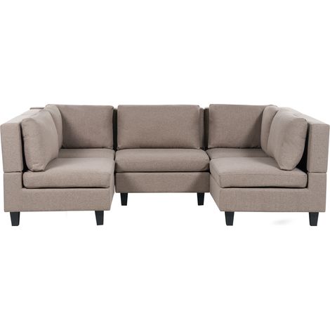 Sofá modular moderno 5 plazas tapizado tela poliéster respaldo acolchado en forma de U marrón Unstad