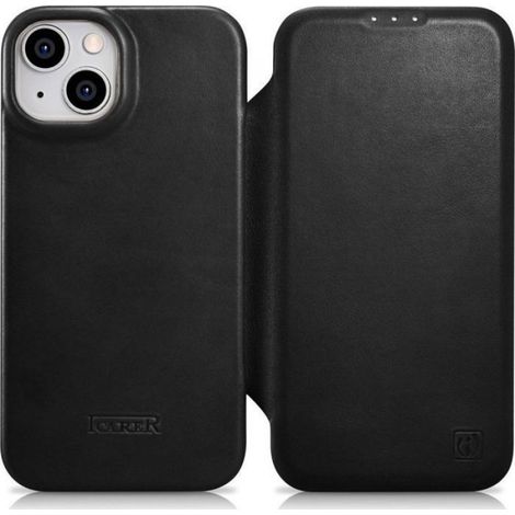 Coque Téléphone - Cuir Vachette - Rabat Avec Porte-Cartes - Compatible MagSafe - Pour iPhone 14 Plus - Noir - Unité (1/5)