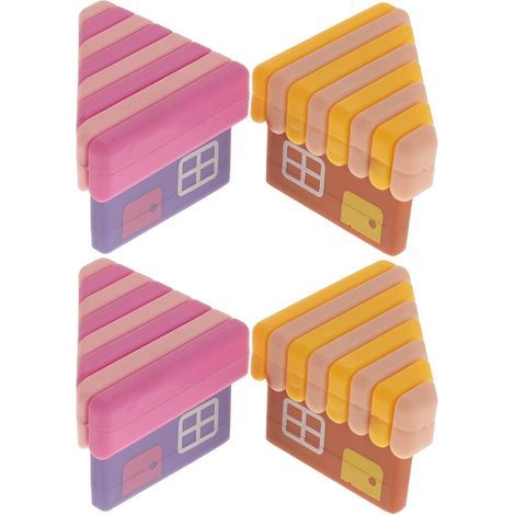 Set mit 4 elastischen PVC-Möbeleckenschonern, Antikollisions-Babypolster, leuchtend pinke und gelbe Farben, sicherer Eckenschutz für Tische und Sofas (1/5)