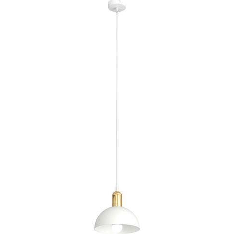 Sospensione 1 Luce Idunn In Acciaio Bianco E Oro Diffusore A Cupola