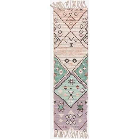 SKLUM Flur Teppich aus Jute und Stoff 170x40 cm Nuada Ethnic Ocean
