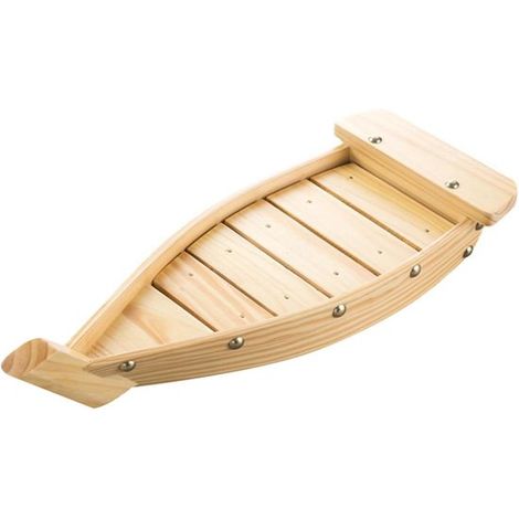Serviertablett in Bootsform – Sashimi-Tablett – Präsentiert japanische Gerichte – Kreatives Design – 37 cm Länge – Beige (1/5)