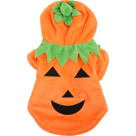 Vêtements d'Halloween pour chien citrouille - Costume chaud et mignon pour chiens de taille moyenne et grande - Automne et hiver - Orange XL (1/5)