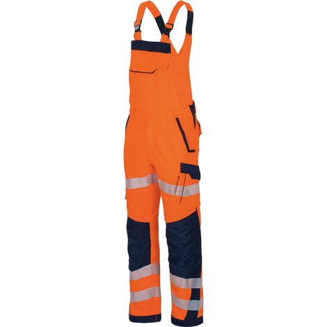 Vizwell Warnschutz-Latzhose Flex-HiVis VWT191 Gr. 30 leuchtorange/marine