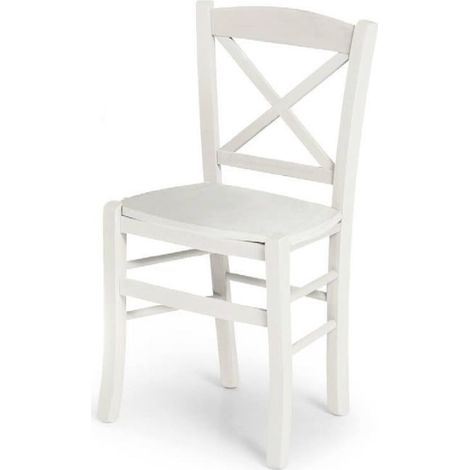 Sedia in legno modello Croce Seduta Massello - Bianco