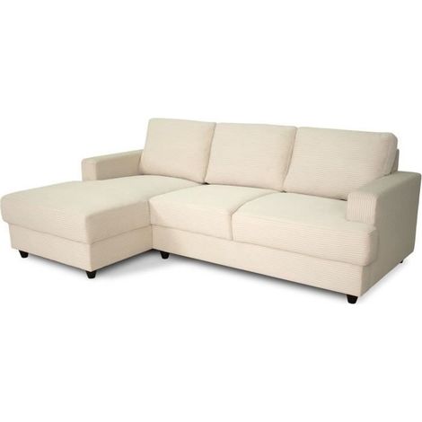 Canapé d'angle gauche 4 places – Tissu beige résistant – Dimensions 216 x 141 x 79 cm – Confort optimal pour salon moderne