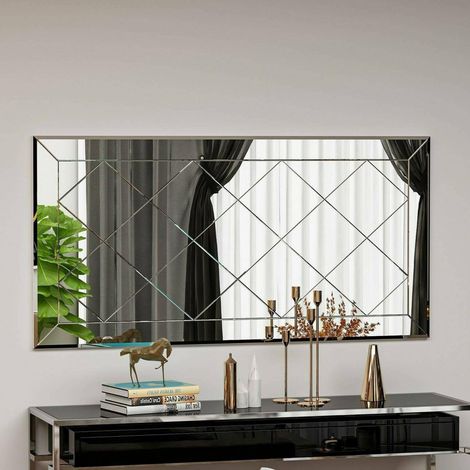 Miroir, Meuble Mural, décoration Miroir, 60x2h120 cm, Blanc (1/5)