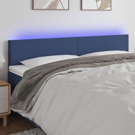 Tête de lit avec lumière LED,Panneau de lit,Décoration murale Bleu 160x5x78/88 cm Tissu XJDT469818 (1/5)