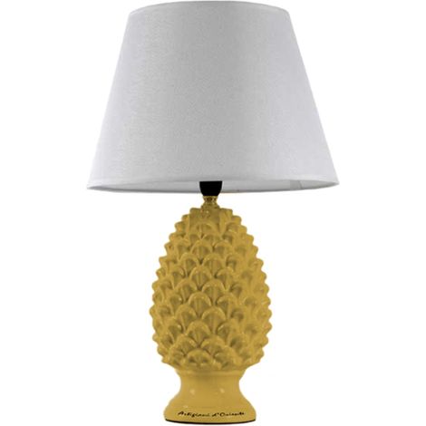 LAMPADA LUMETTO CON DESIGN A PIGNA CON BASE IN COLORE GIALLO 44.5 CM (1/4)