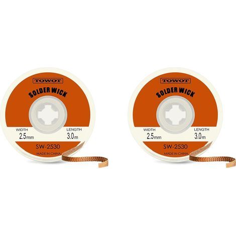 2pcs Desoldering Braid, 3.0m Length, Pure Copper Wire, 2.5mm Width, For Electrical Components (1/5)