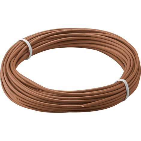 Goobay 55040 Alambre Trenzado de Cobre 1 núcleo Aislado/Cable Trenzado de Cobre/núcleo de Alambre Campana 18 x 0,1mm / Cable Trenzado AWG 26 / Cable Trenzado marrón 10m
