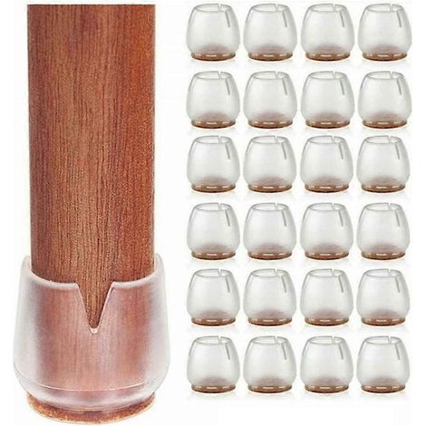 24 embouts de pieds de chaise en silicone, patins de meubles pour planchers de bois franc (1/5)