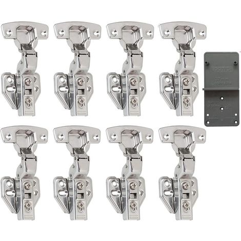 110 Degré Rentrant Charnières avec Amortisseur Intégré Mécanisme de Fermeture Automatique Charnière pour Armoires de Porte Cuisine et Amortissement Lot de 8 (1/5)