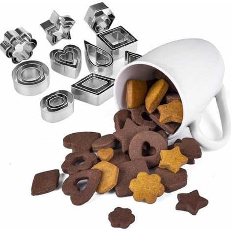 Juego de 30 mini moldes para galletas con caja, Pequeños moldes de acero inoxidable para frutas, verduras y arcilla polimérica (1/5)
