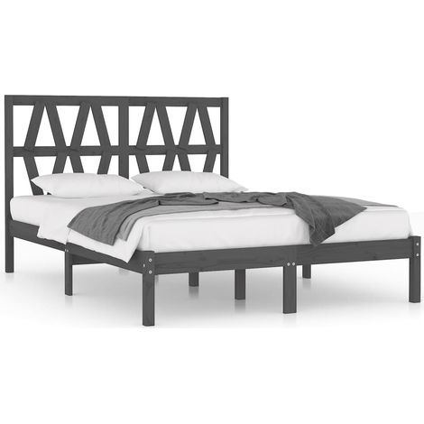 Lit double,Lit adulte,Cadre de lit sans matelas gris bois massif 200x200 cm CFW7378260 (1/5)