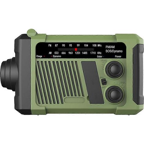Radio d'urgence solaire pour le camping en extérieur, dynamo à manivelle, FM/AM, chargeur de téléphone 1800 mAh, batterie externe, SOS A (1/5)