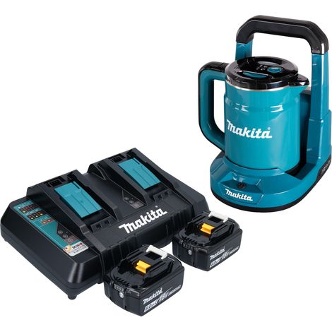 Bollitore a batteria Makita DKT 360 PG2 36 V ( 2x 18 V ) 0,8 L + 2x batteria ricaricabile 6,0 Ah + doppio caricabatterie