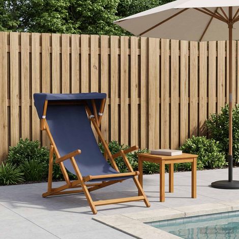 vidaXL Silla de terraza 3 Posición Madera de Eucalipto Maciza Azul (1/5)
