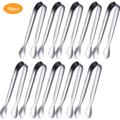 10 Pièces Pince à Sucre en Acier Inoxydable, Pince à Glaçons, Tongs de Service Miniatures (1/5)