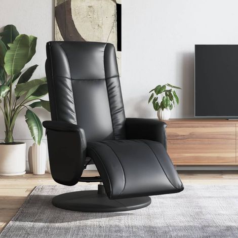 Relaxsessel mit Fußteil Schwarz Kunstleder