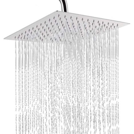Pommeau de douche carré haute pression ultra-mince en acier inoxydable 304 de 10 pouces, jet supérieur anti-calcaire réglable (1/4)