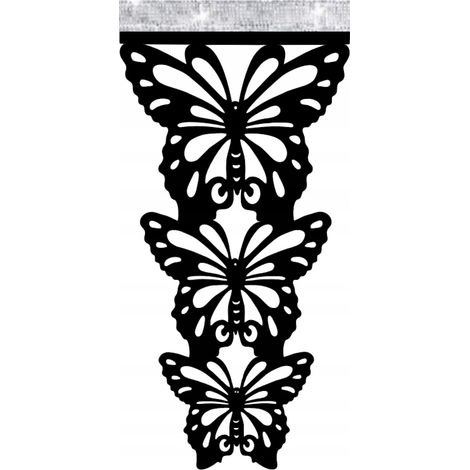 Moderner Paravent mit durchbrochenem Muster im GLAMOUR-Design „BUTTERFLIES“ in Schwarz, 90 cm hoch