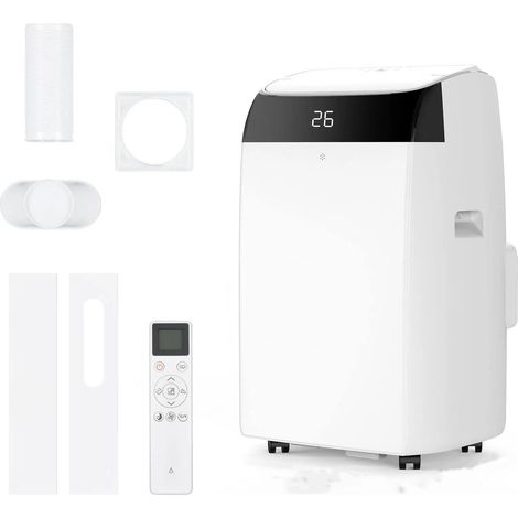 Climatiseur Mobile 12000 BTU 2.6KW 51dB Silencieux Déshumidification Éco Intelligent 52㎡ A Blanc avec Tuyau - Dims 48×39×78 cm (1/5)