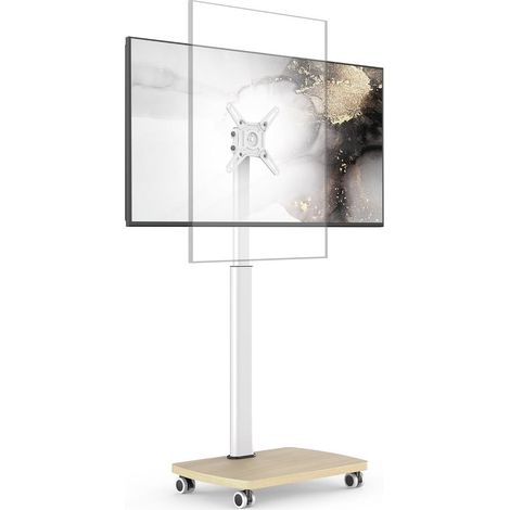 Support TV roulettes avec Base en Bois pour TV de 19-42 Pouces - Support TV sur Pied Plus Haut 1182-1382 MM Pivotant 70° Inclinaison 12° jusqu'à 20 KG Max. VESA 200x200mm (1/5)