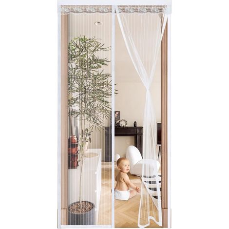 Moustiquaire Porte Fenetre Aimantée 120x220cm,Blanc Rideau Anti Mouche Magnetique Anti Insectes,Fermeture Automatique,Anti-Moustiquaire pour Couloirs, Portes, Patio,Sans Perçage