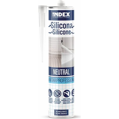 Caja de 12 - Silicona neutra SANITAR profesional con propiedades fungicidas 280 ml (Blanco) (1/2)