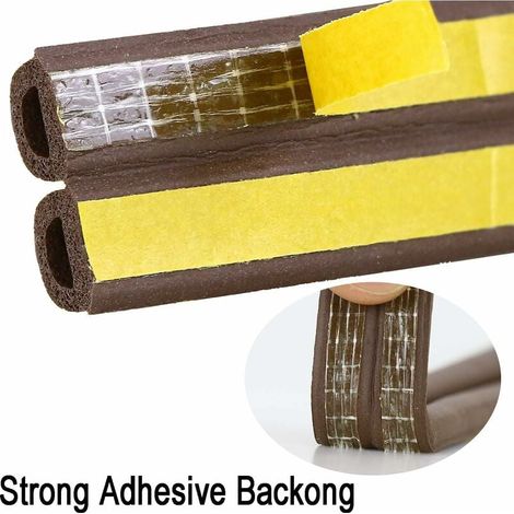 Joint d'étanchéité PVC profil D pour porte et fenêtre, calfeutrage adhésif haute performance, isolation phonique et protection contre les intempéries, 6 mètres (Marron) (1/4)