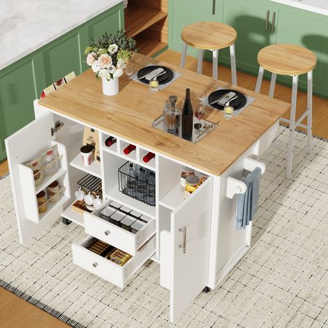 Mobile cucina con 2 sgabelli bianco OKMYHOME (1/5)